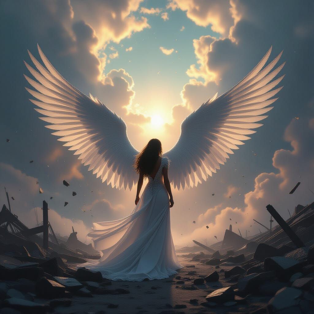 Majestic Angel on Surreal Battlefield