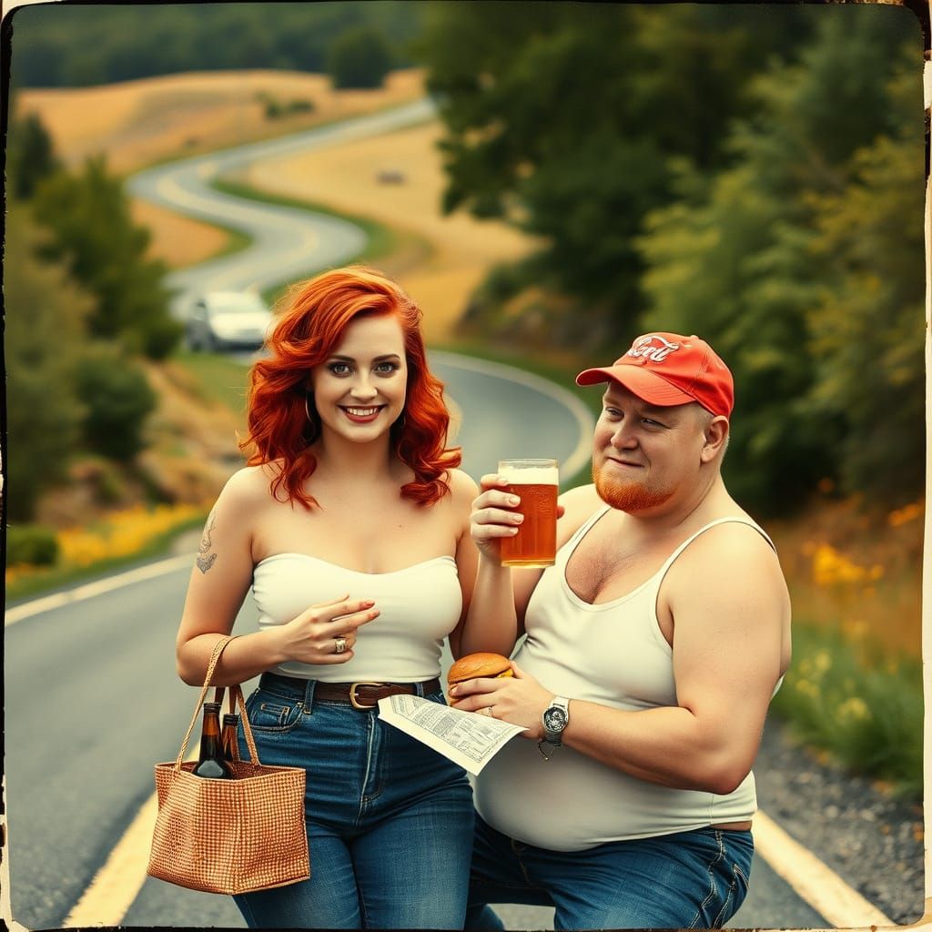 Pin-Up Picnic on Route 50: Vintage Polaroid Style
