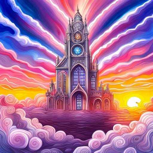 Vibrant World with Floating Hearts in Watercolor Style