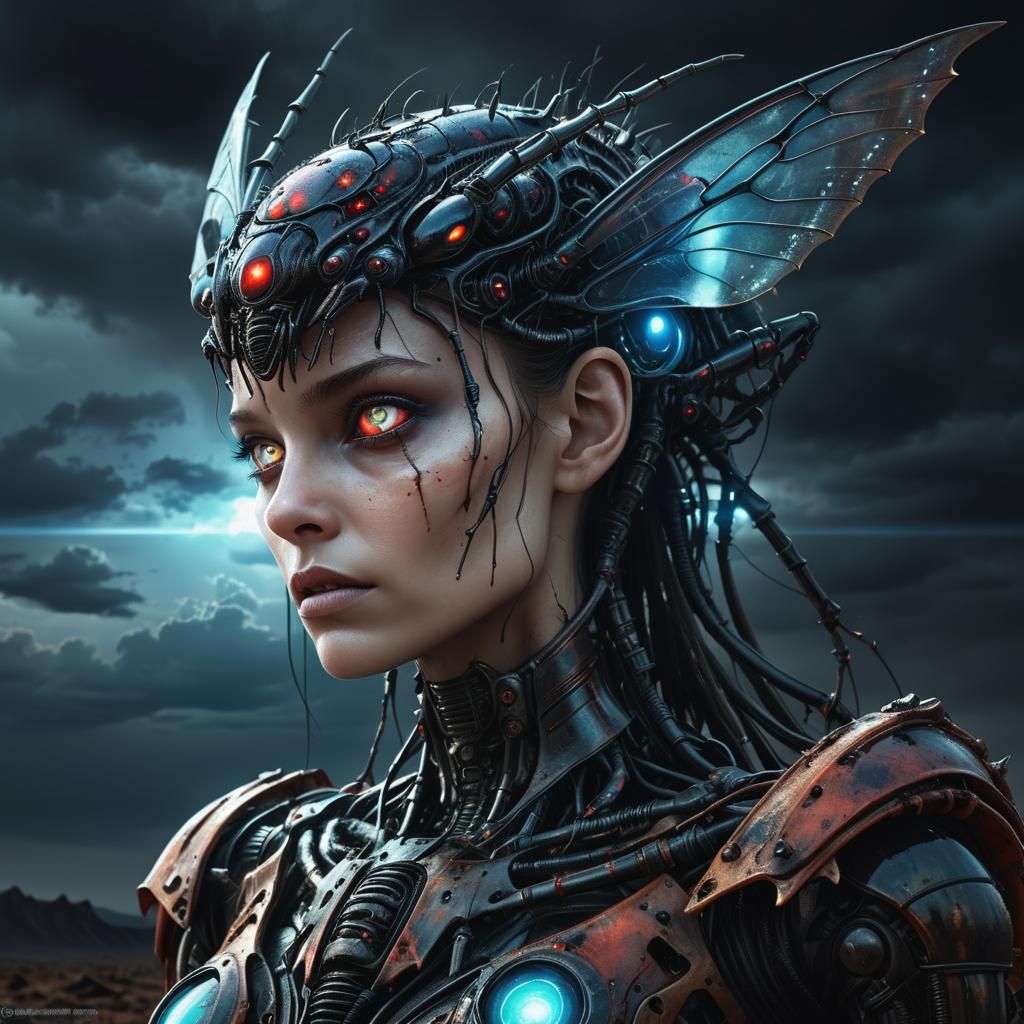 Gigantic Biomechanical Bug in Post-Apocalyptic Landscape