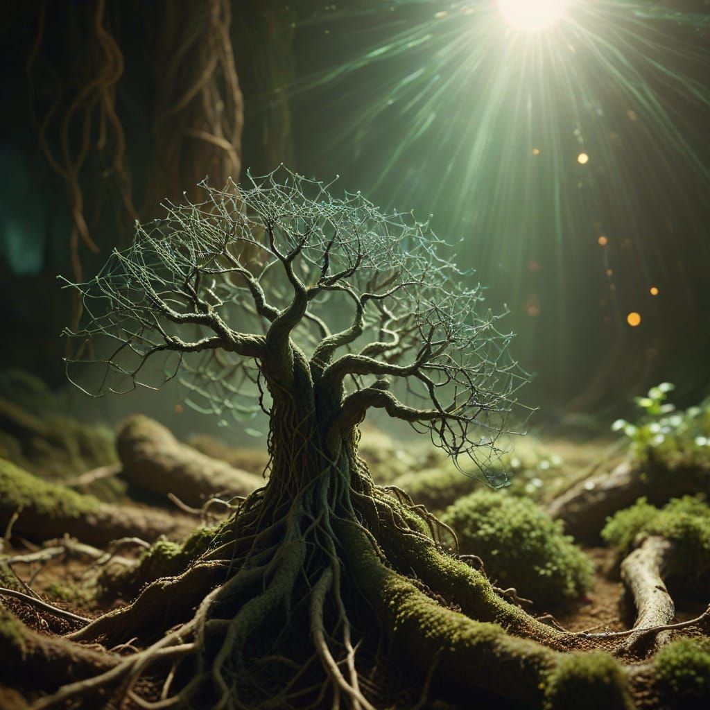 Interconnected Organic Thread Forms in Cinematic Style