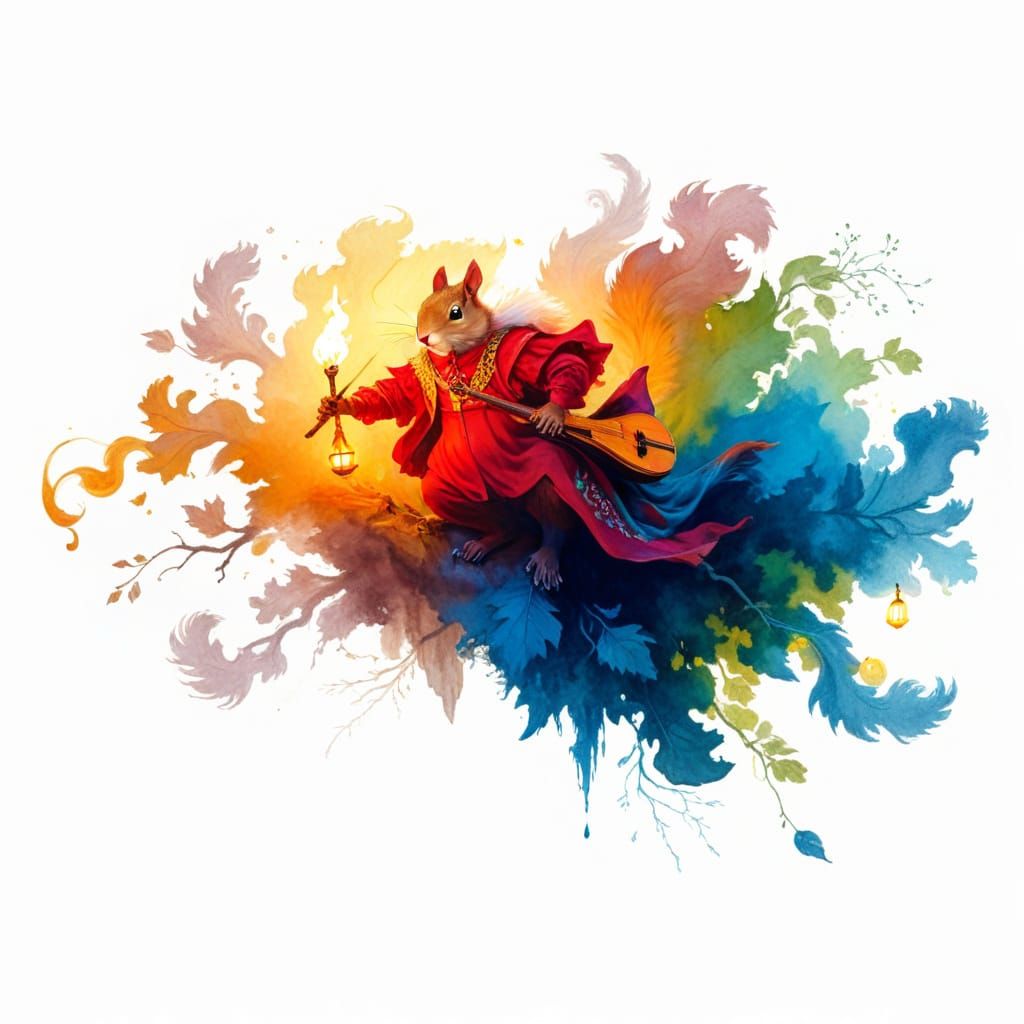 The Charismatic Squirrel Bard Performs in a Whimsical Forest...