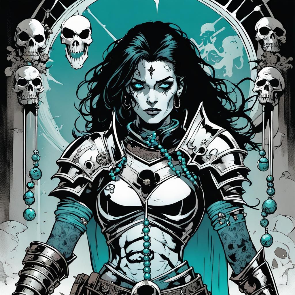 Grimdark Cleric in Comic Book Style