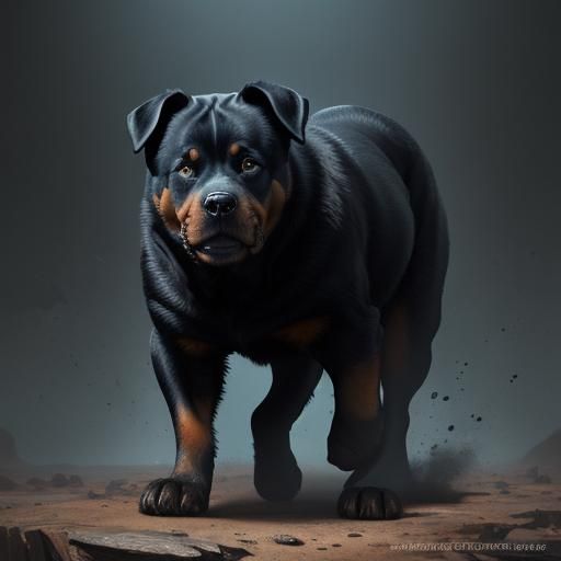 Hyperrealistic Anthropomorphic Rottweiler Concept Art