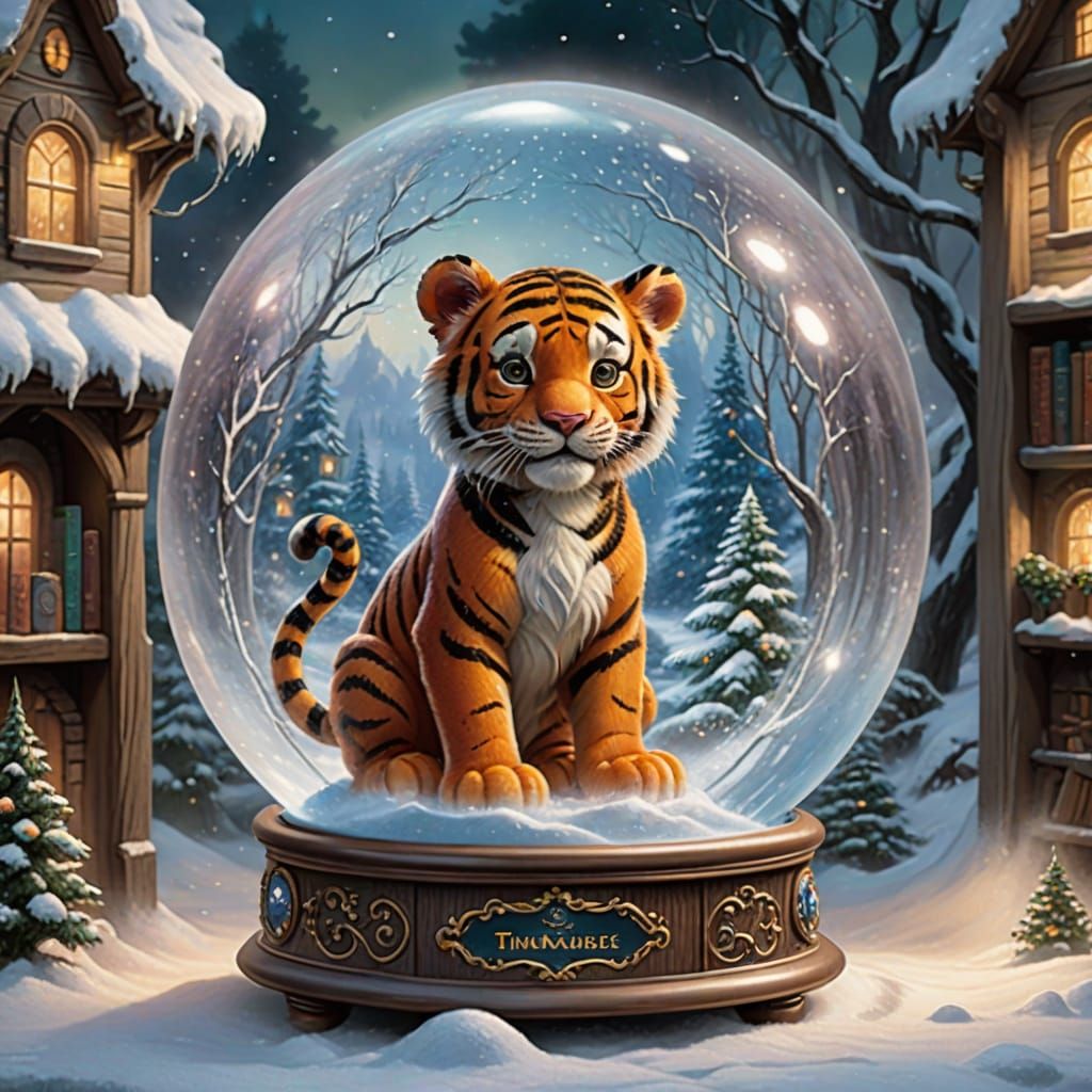 Magical Tigger in Snow Globe - Ethereal Fantasy