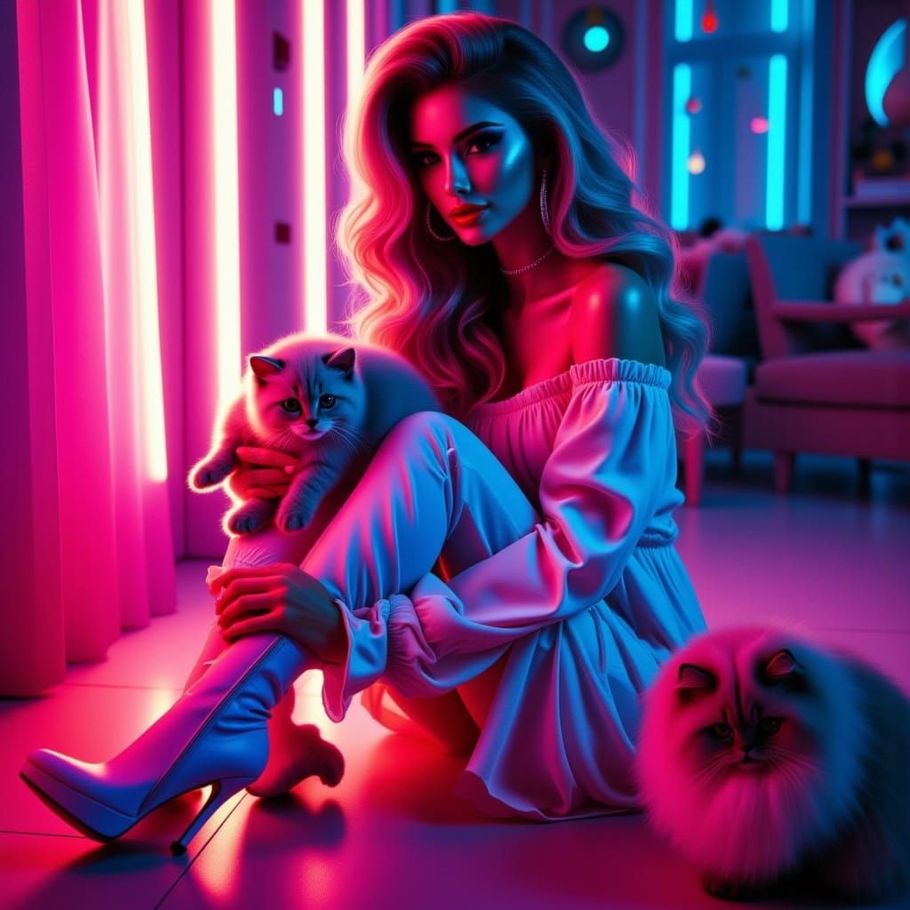 Glowing Pastel Vampire Queen in Neon Heels