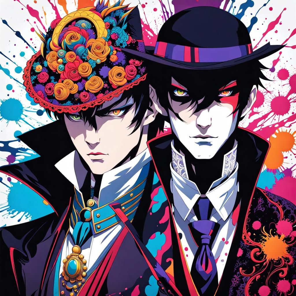 Anime Villains in Neo-Pop Art Style