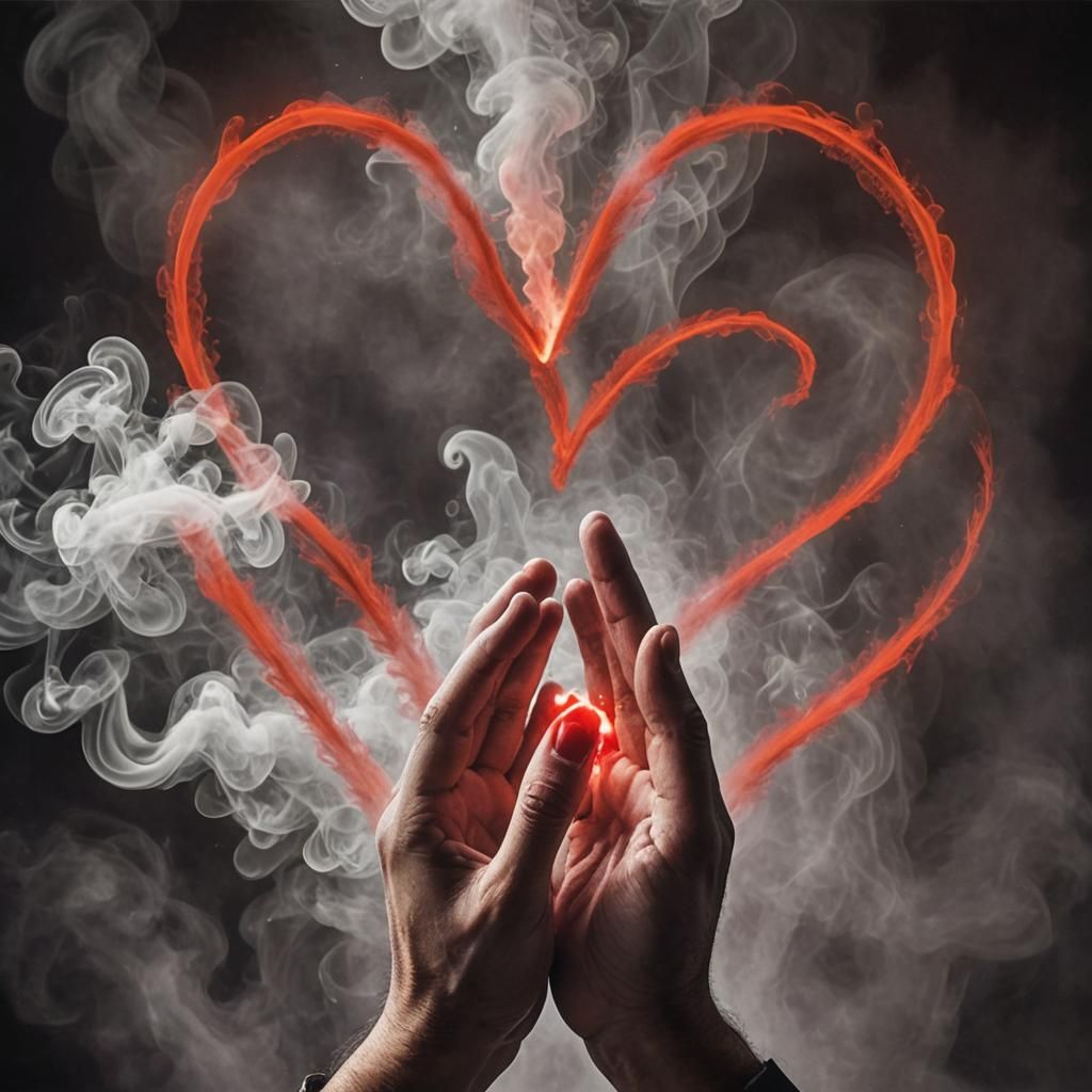 Mystical Love: Man Creates Heart with Hands