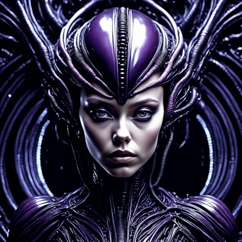 Alien Girl Portrait in Biopunk Style