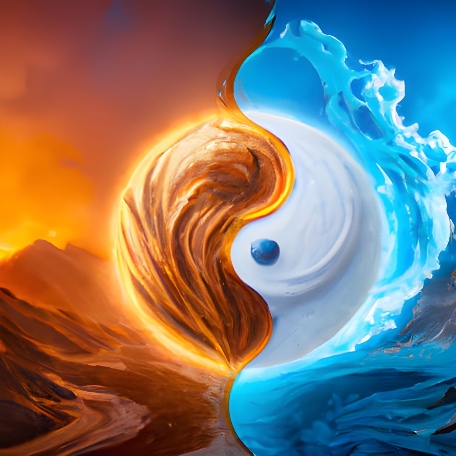 Fiery Ice Yin Yang: Detailed Fantasy Art