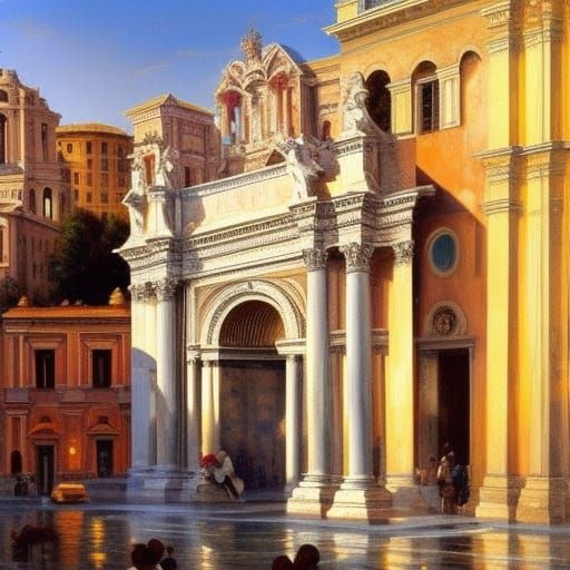 Romantic Rome in Oil Painting Style