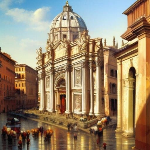 Romantic Rome in Detailed Oil Painting