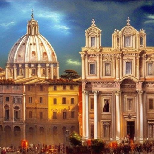 Romantic Rome: Beautiful Dream Scenery in Oil Painting