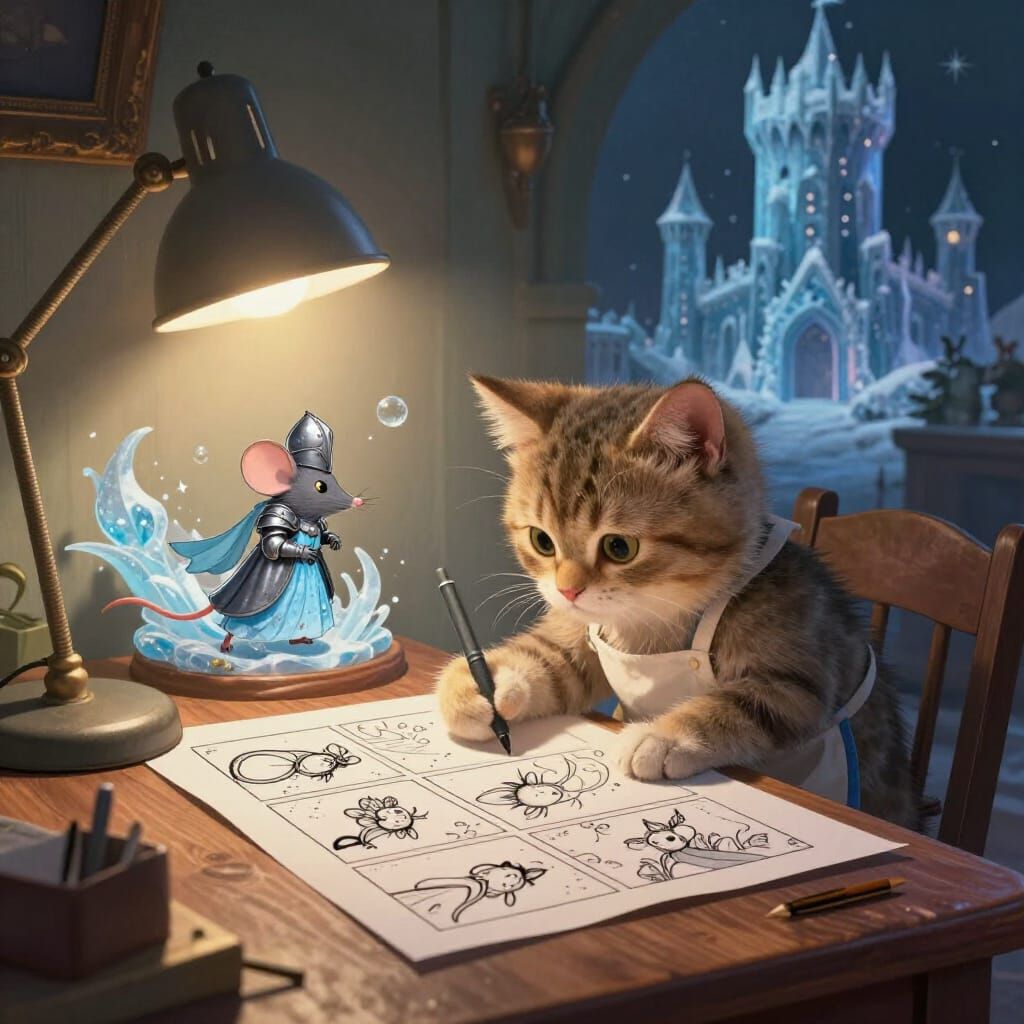 Munchkin Cat Artist Imagines Mice Knight Rescuing Ice Prince...