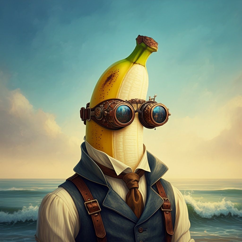 Steampunk Banana Surreal Oil Painting