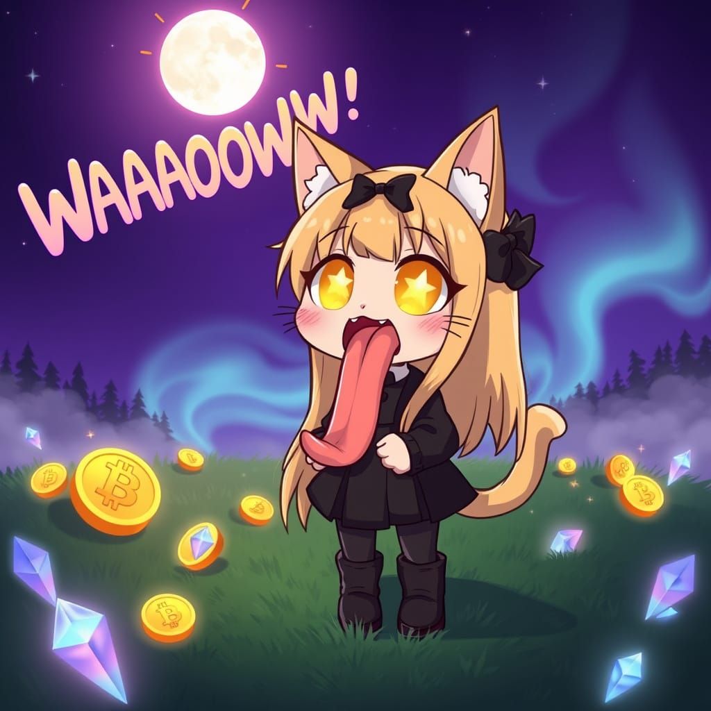 Anime Catgirl Finds Crypto in Synthwave Style