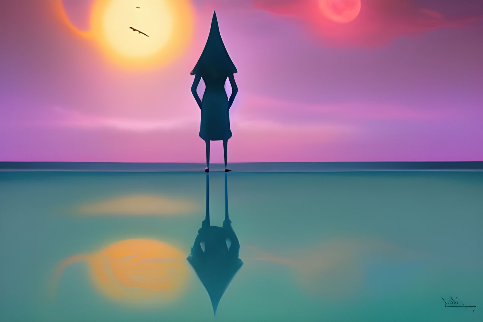 Symmetrical Alien Humanoids in Romantic Low Poly Art