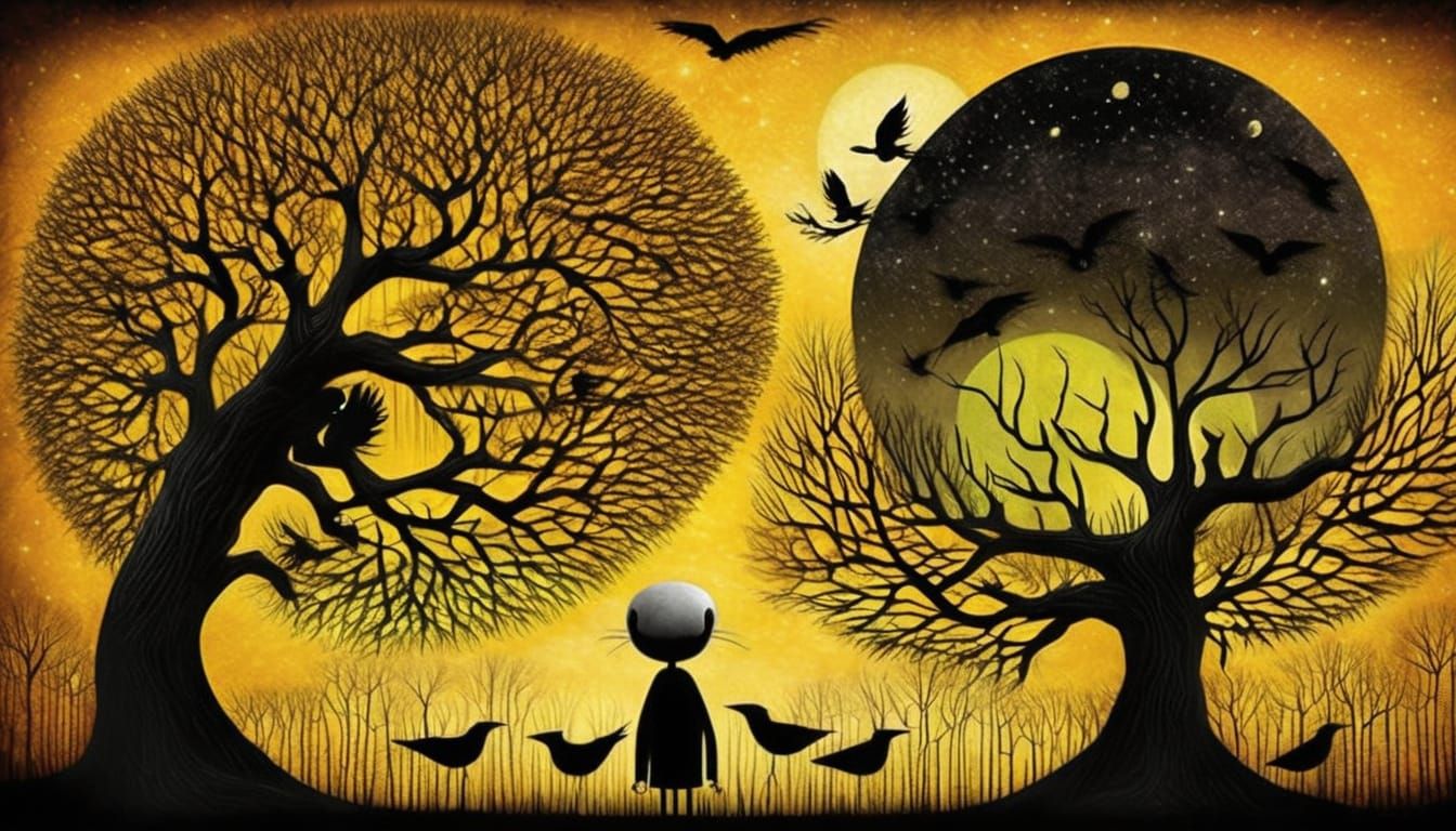 Dark Gothic Raven Nightmare in Vibrant Colors