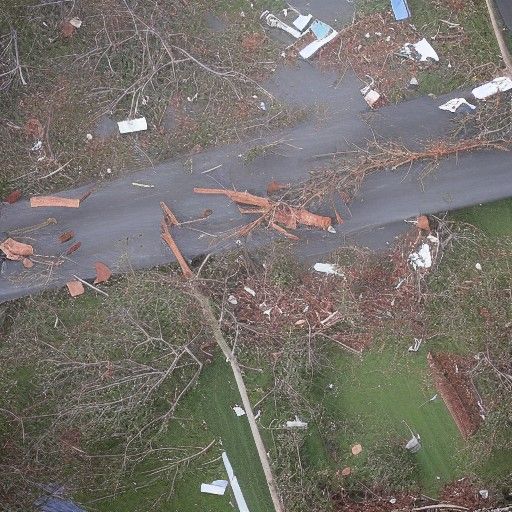 Tornado Devastation in Regionalist Art Style
