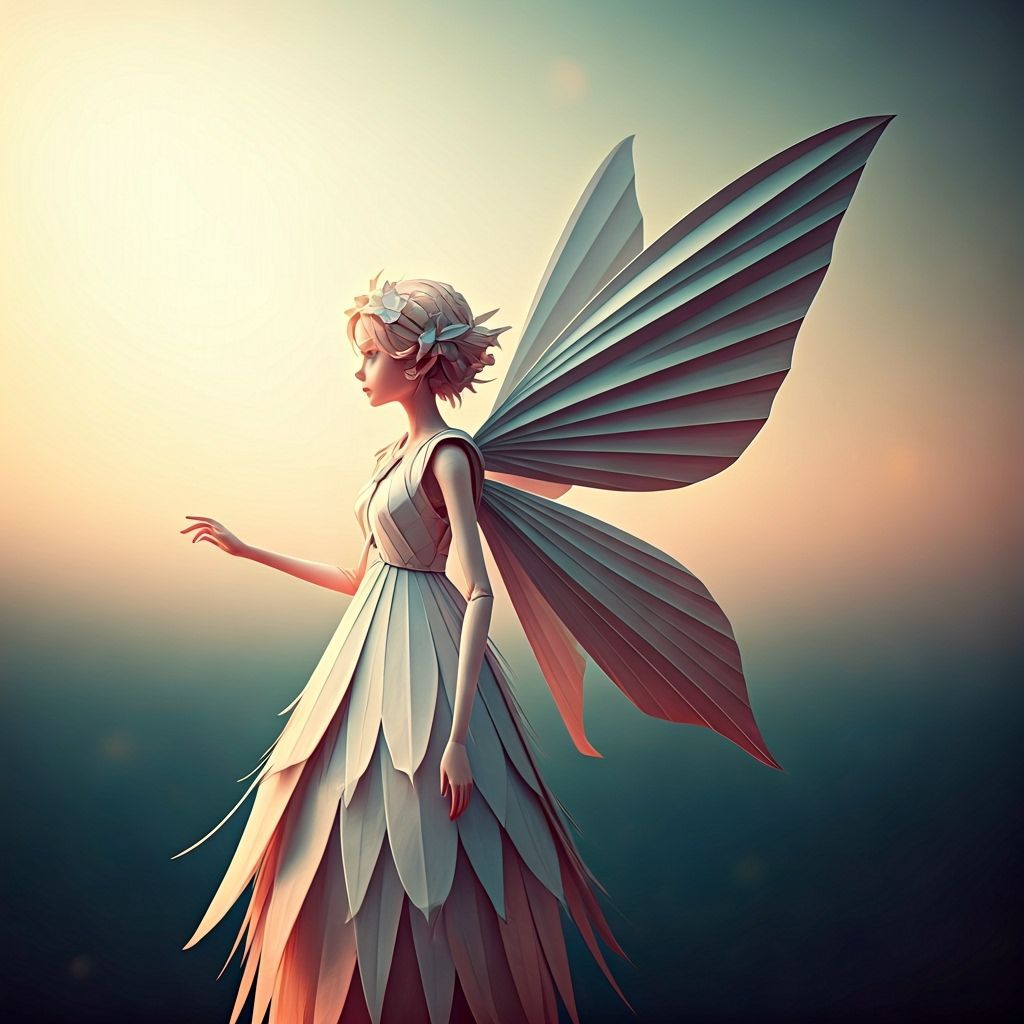 Origami Fairy with Dreamy Soft Focus Effect