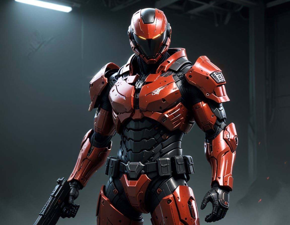 Cinematic Anime Hero in Metallic Armor