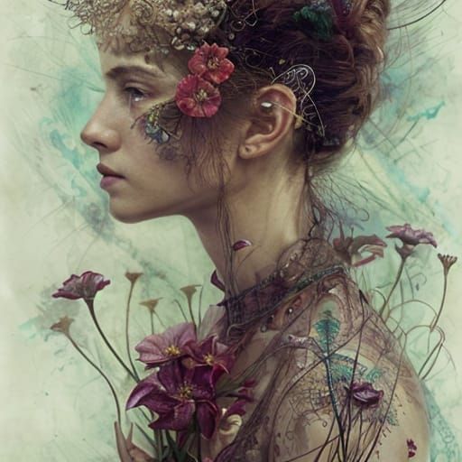 Watercolor Ballerina Double Exposure Collage