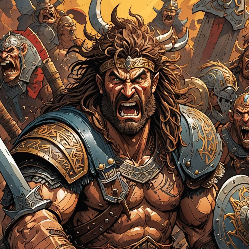 Berserk Celtic Warrior Cartoon Portrait in 3D