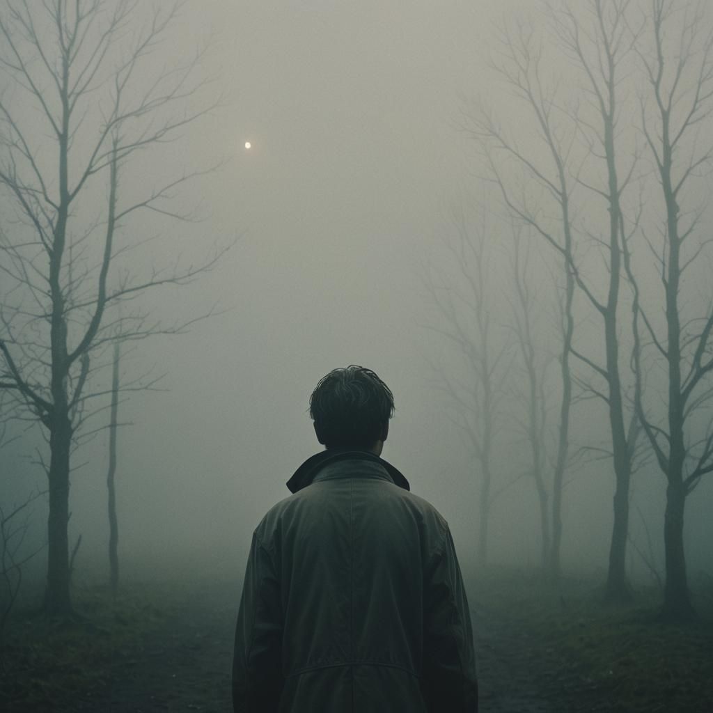 Figure in Fog: Moody Cinematic Still