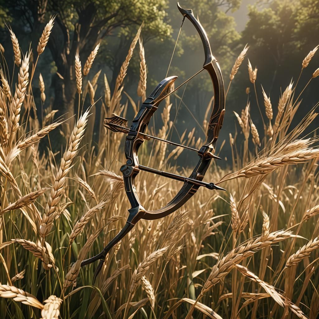 Wheat Bow and Arrow in 3D Game Style