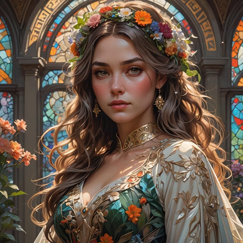 Young Woman in Wedding Dress: Hyperdetailed Portrait