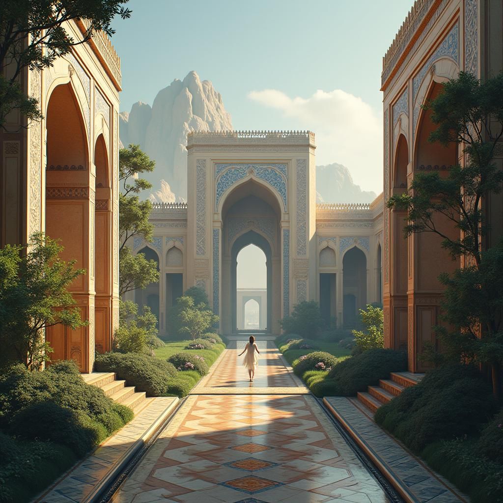 Majestic Persian Architecture in a Fantasy Landscape