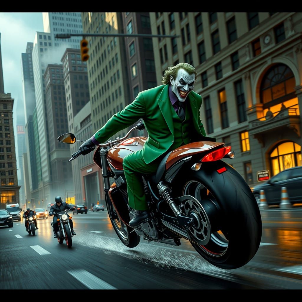 Maniacal Joker on High-Speed Motorcycle Chase