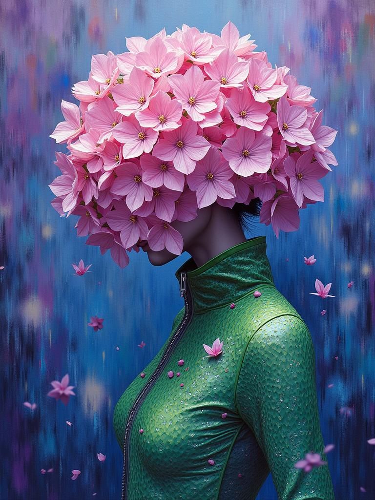 Pop Art Strawberry Vanilla Hydrangea in Oil Gouache