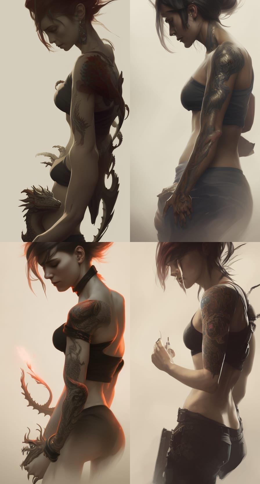 Dragon Tattoo Girl: Hyperdetailed Art Nouveau Portrait