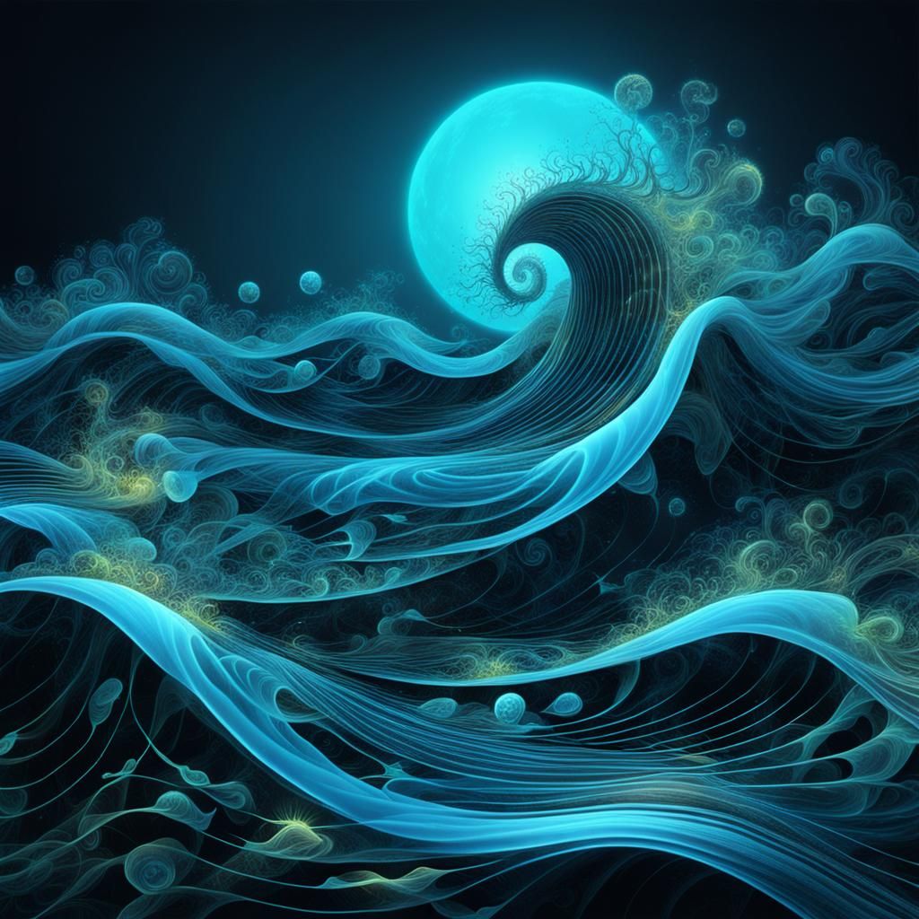 Bioluminescent Fractal Waves Synthesized by Jazz Music