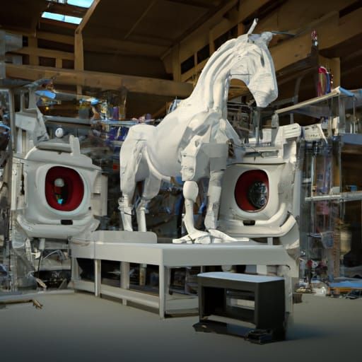 3D printer creating a WestWorld mechanical horse