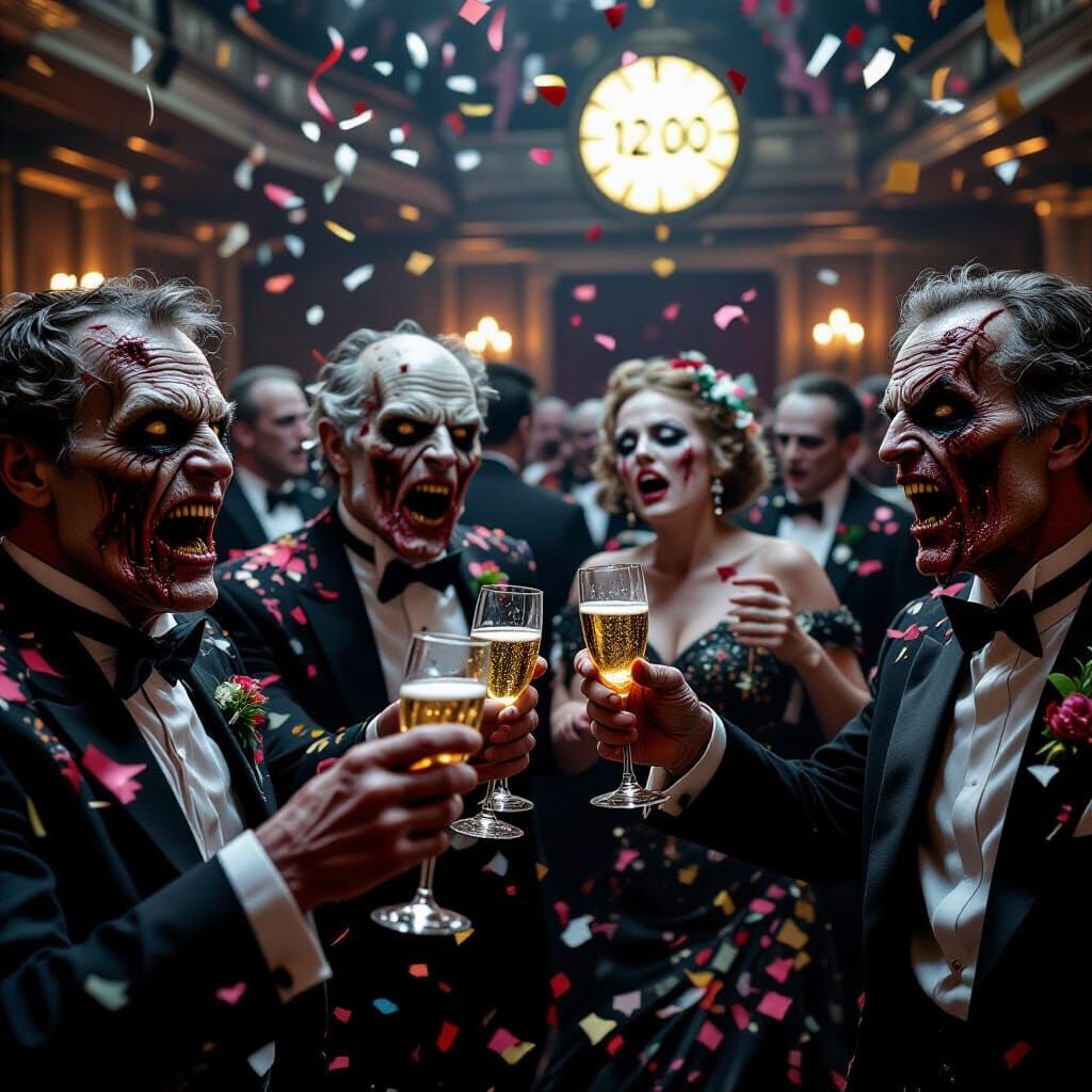 Horror New Year's Eve Party with Grotesque Revelers