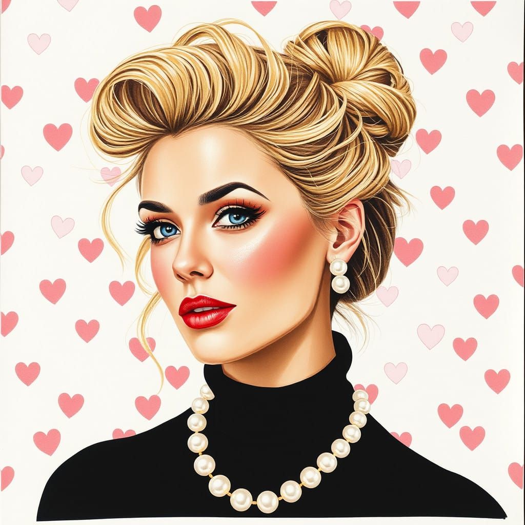 Whimsical Paper Collage Portrait of a Beautiful Curvy Woman