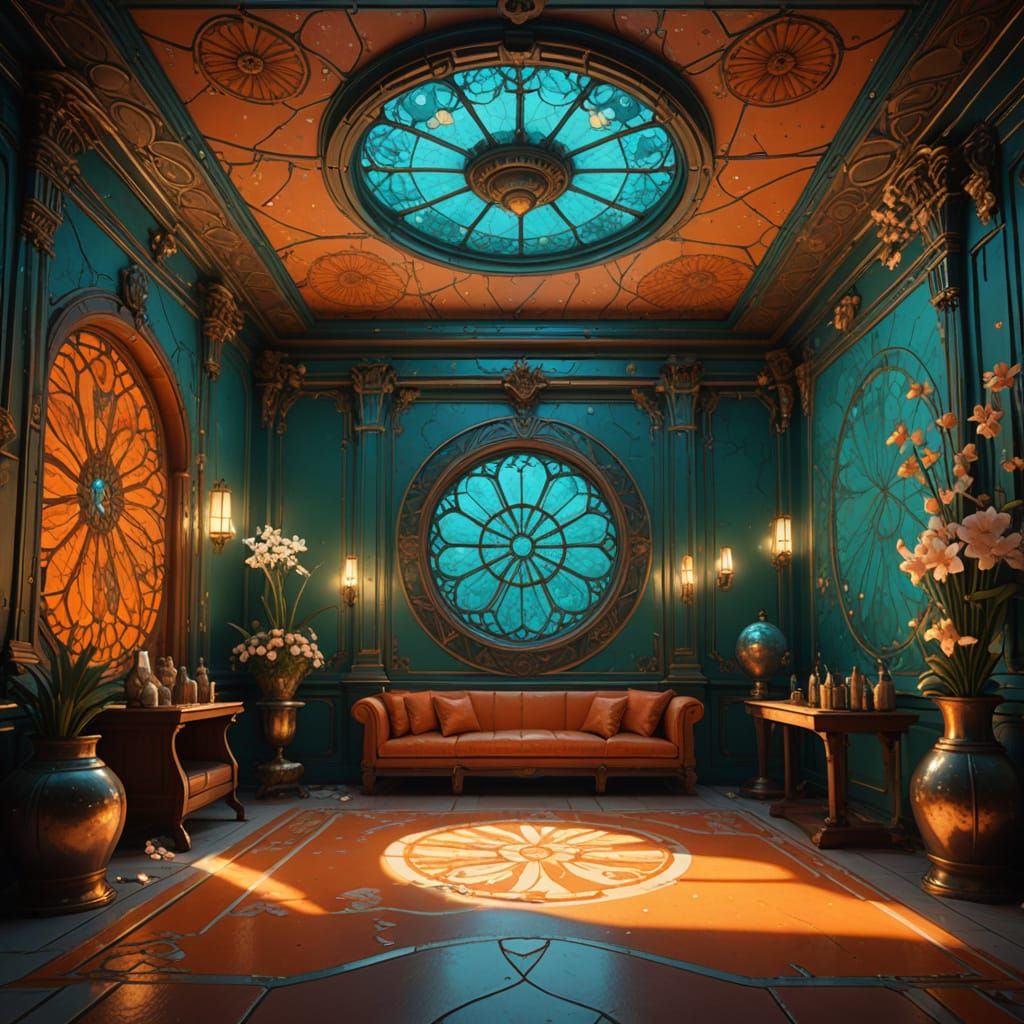 Dreaming Chamber Interior in Impasto Style