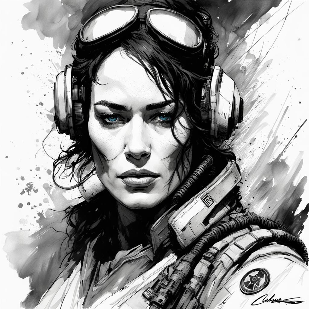 Lena Headey as Pilot: Ink Splash Art Portrait