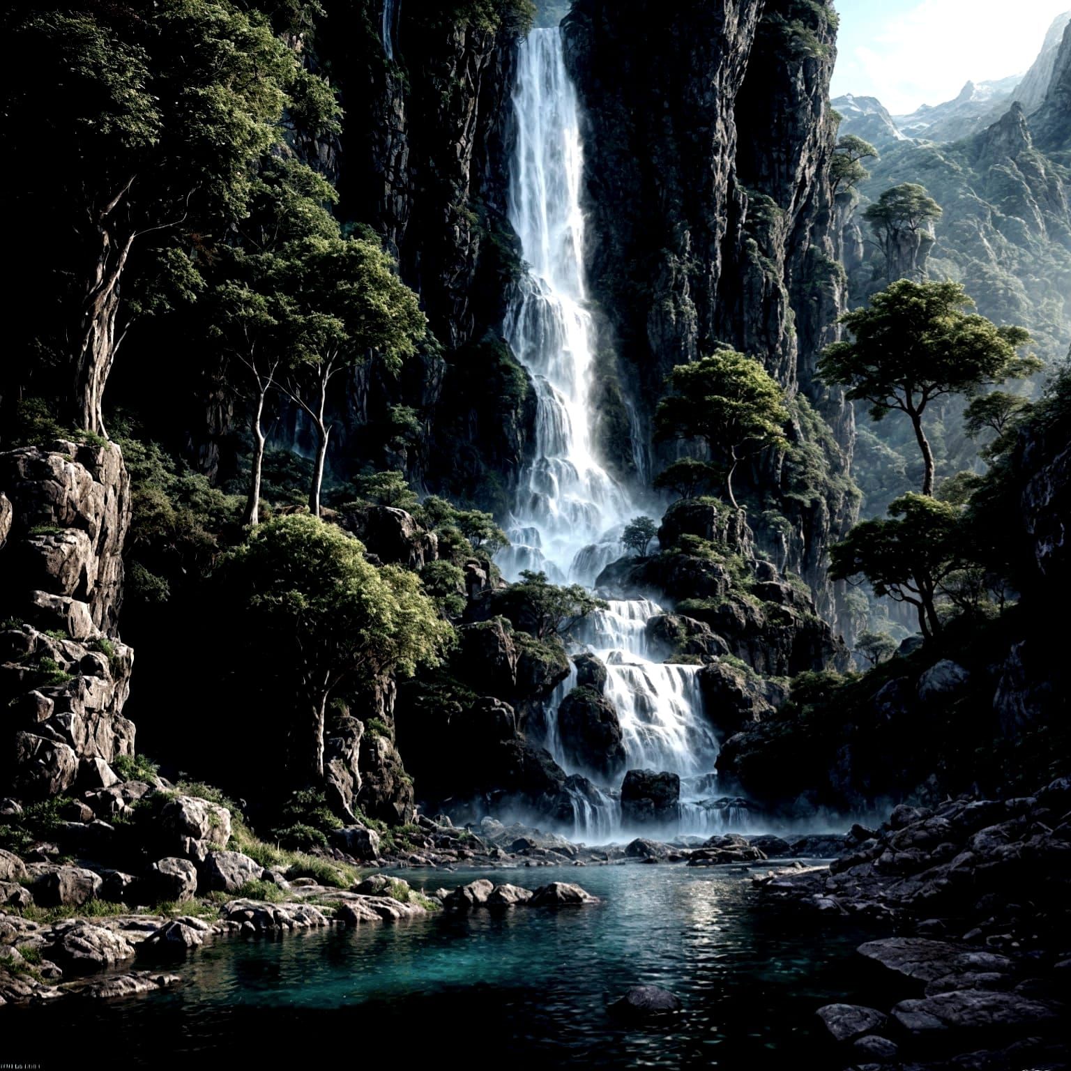 Diamond Waterfall: Fantastical Concept Art in 8K