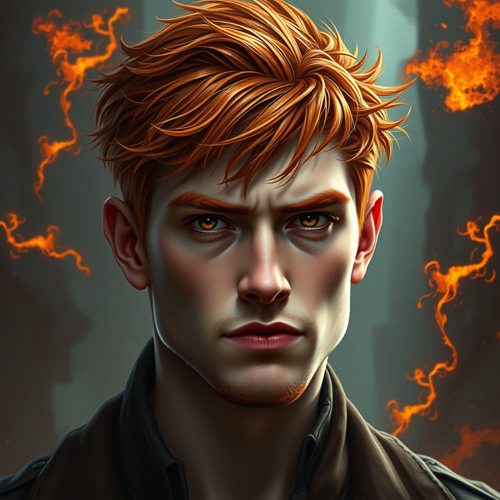 Ginger Haired Man with Amber Eyes, as Concept Art