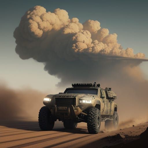 Turbulent Military Truck in Concept Art Style