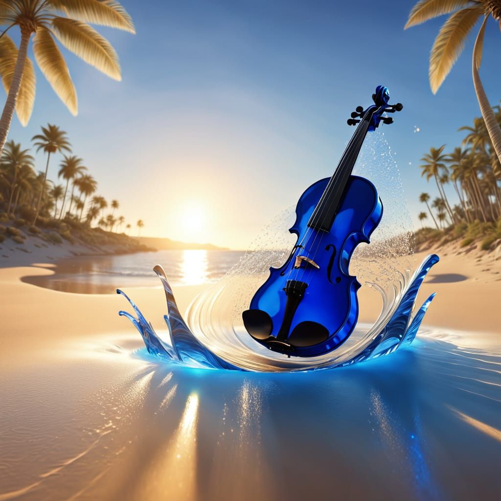 Crystal Violin Shines on a Tropical Beach