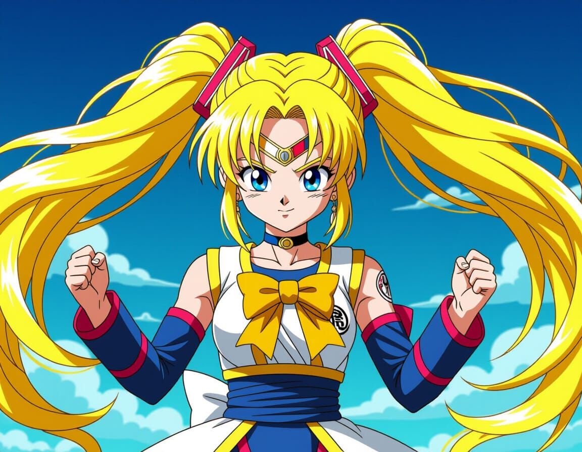 Hatsune Miku Super Saiyan Transformation in Anime Style