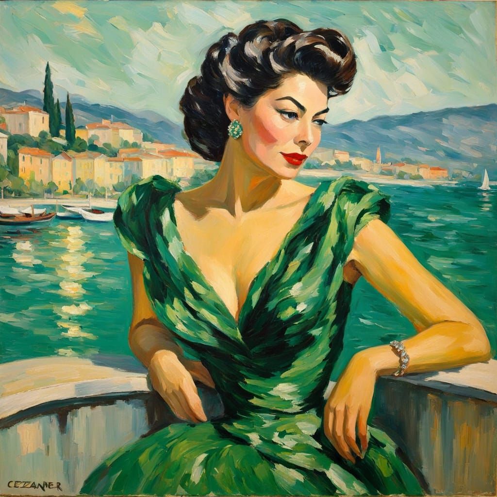 Ava Gardner on the Riviera: Impasto Oil