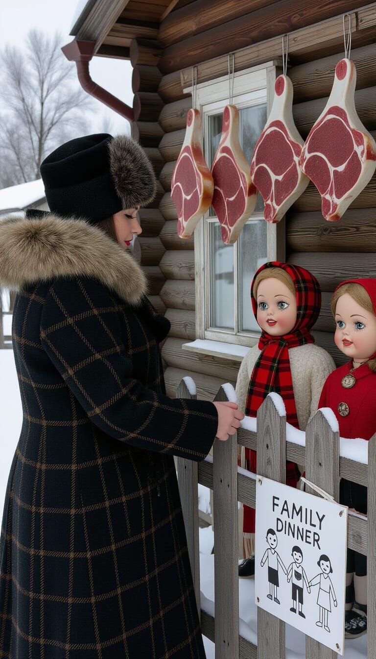 Eerie Village Dolls in Snowy Americana Style