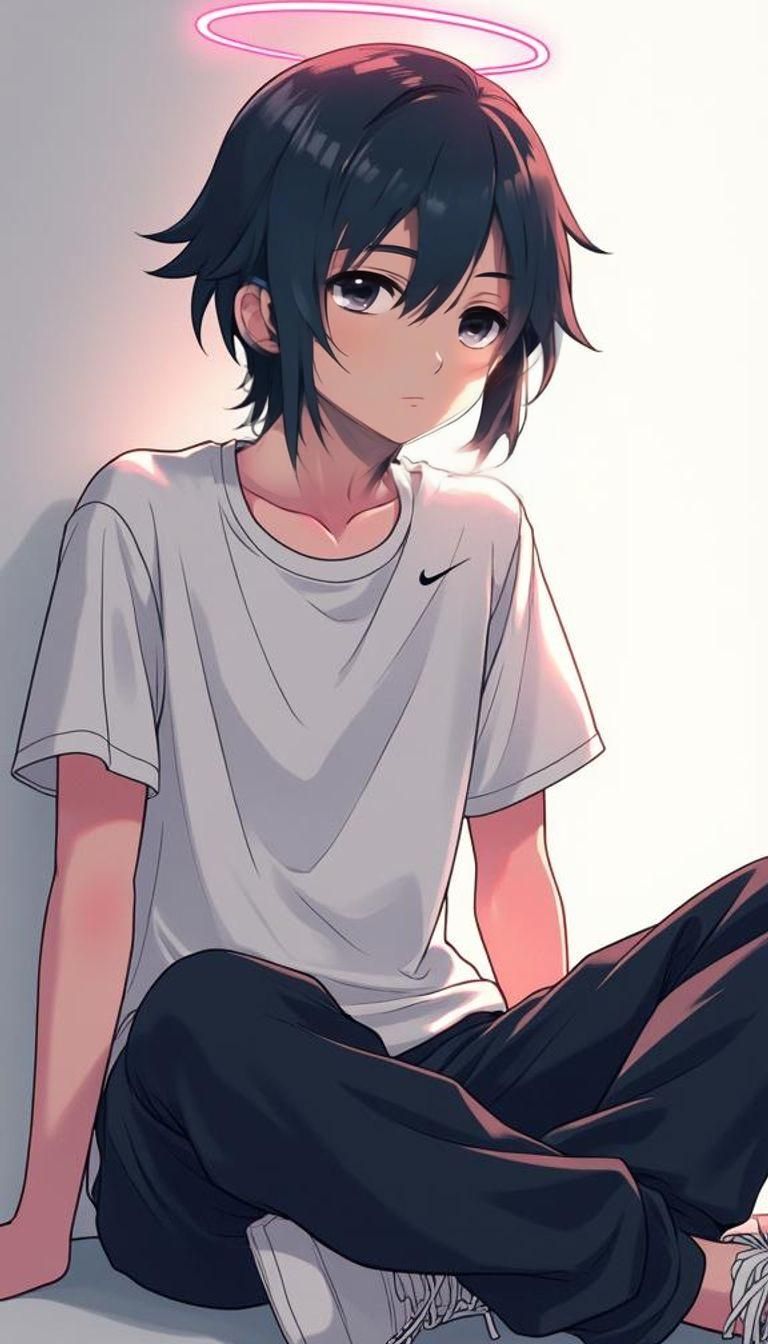 Anime Boy with Halo in Manga Style