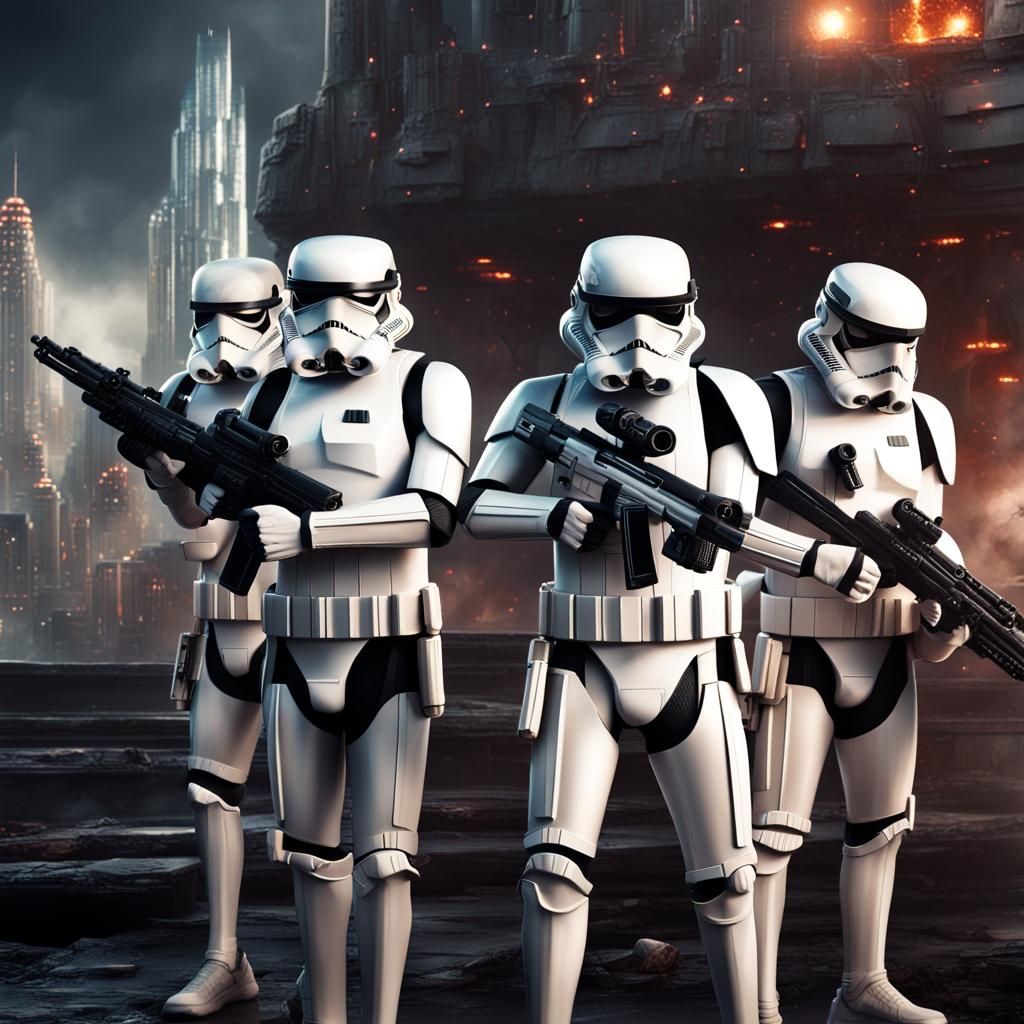 Stormtroopers in Futuristic City, Digital Matte Painting