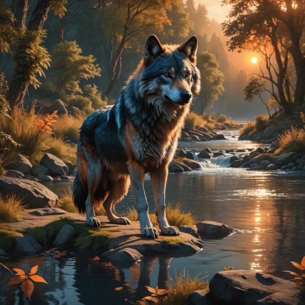 Wolf Dog in Fantasy Environment Concept Art